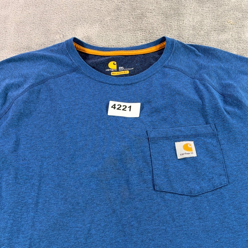 Carhartt T-Shirt Mens 2XL Blue Force Relaxed Fit Short Sleeve Pocket Tee